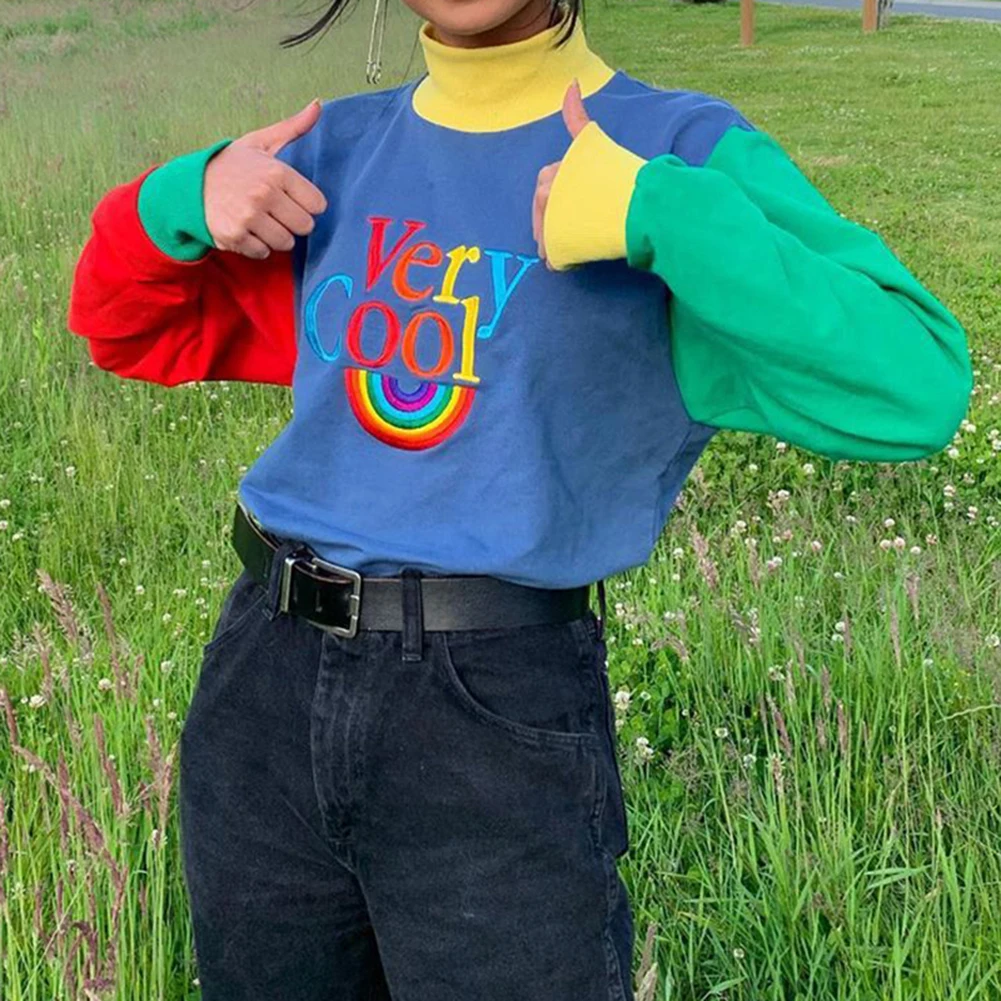 HUNTER WISH Oversized Sweatshirts Letter and Rainbow Printing Hip Hop Style Patchwork Turtleneck Long Sleeve Women Outfit
HUNTER WISH Oversized Sweatshirts Letter and Rainbow Printing Hip Hop Style Patchwork Turtleneck Long Sleeve Women Outfit