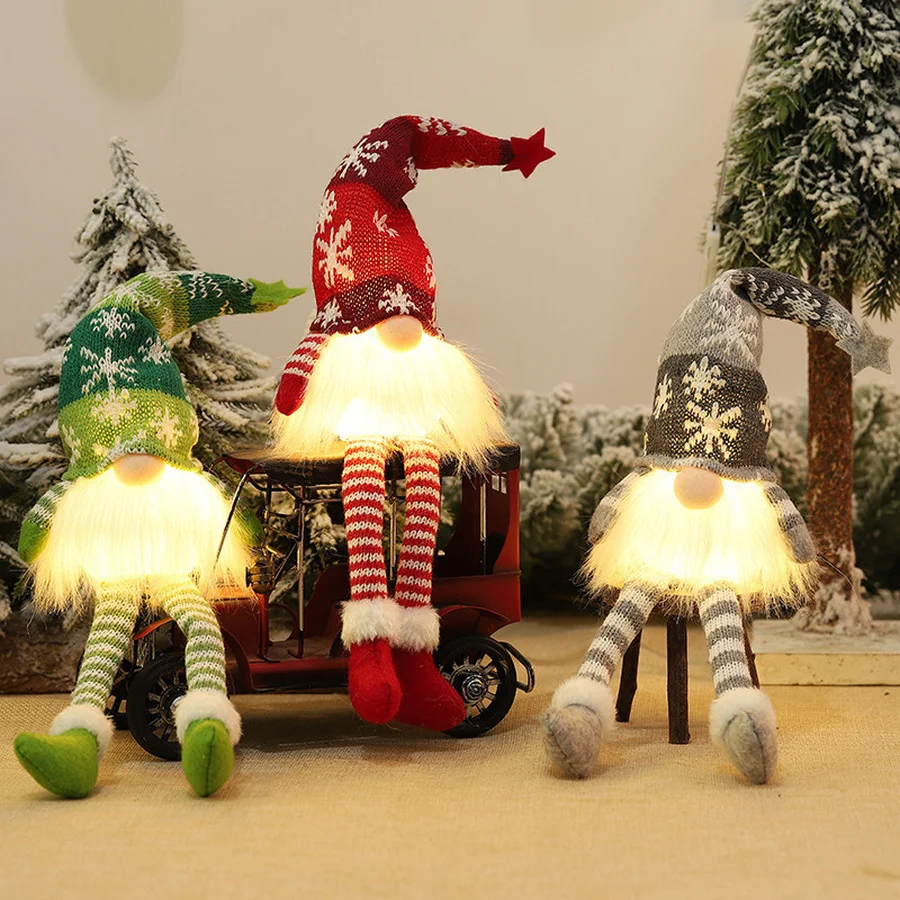 2PCS Christmas Led Light Up Glow Gnome Faceless Doll Decorations Home Cristmas Ornament Xmas Navidad Natal New Year | Дом и сад