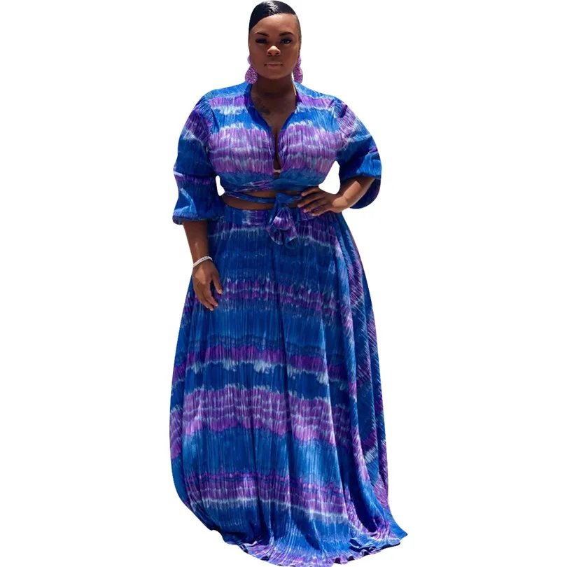 2019 Women autumn new tie dye stripes print long sleeve blouses top maxi skirt suit two piece set beach long dress outfit
2019 Women autumn new tie dye stripes print long sleeve blouses top maxi skirt suit two piece set beach long dress outfit