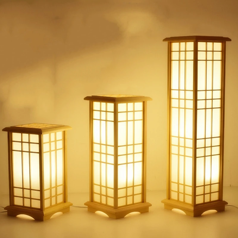 Современные японские напольные лампы в стиле татами квадратная форма деревянная