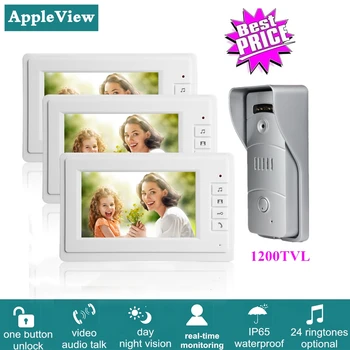 7 Inch Wired Video Intercom System With 1200TVL Video Doorbell IR Sensor + 3 Indoor Monitors One Key Unlock for Home Security
7 Inch Wired Video Intercom System With 1200TVL Video Doorbell IR Sensor + 3 Indoor Monitors One Key Unlock for Home Security