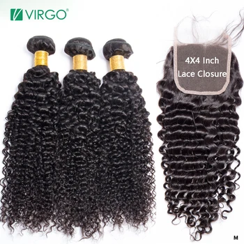 Virgo Curly Bundles with Closure Human Hair 4x4 5x5 6x6 Bundles With Lace Closure Medium Indian remy 150% Density 10-26 inch
Virgo Curly Bundles with Closure Human Hair 4x4 5x5 6x6 Bundles With Lace Closure Medium Indian remy 150% Density 10-26 inch