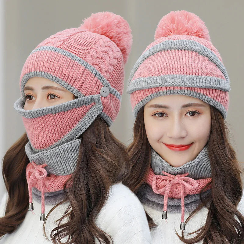 Set 3 Anti-fog Hats Women Winter Beanies Velvet Thick Bib Mask Skullies Beanie Hat Dustproof Hats Female Warm knitted Wool Cap
Set 3 Anti-fog Hats Women Winter Beanies Velvet Thick Bib Mask Skullies Beanie Hat Dustproof Hats Female Warm knitted Wool Cap