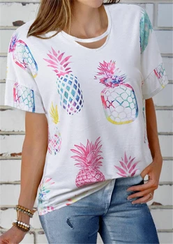 Summer White T Shirt Pineapple Print Tops Tee Women Hollow Out Loose T-shirt 2020 New Casual Loose Tops Tee Shirts Women Clothes
Summer White T Shirt Pineapple Print Tops Tee Women Hollow Out Loose T-shirt 2020 New Casual Loose Tops Tee Shirts Women Clothes