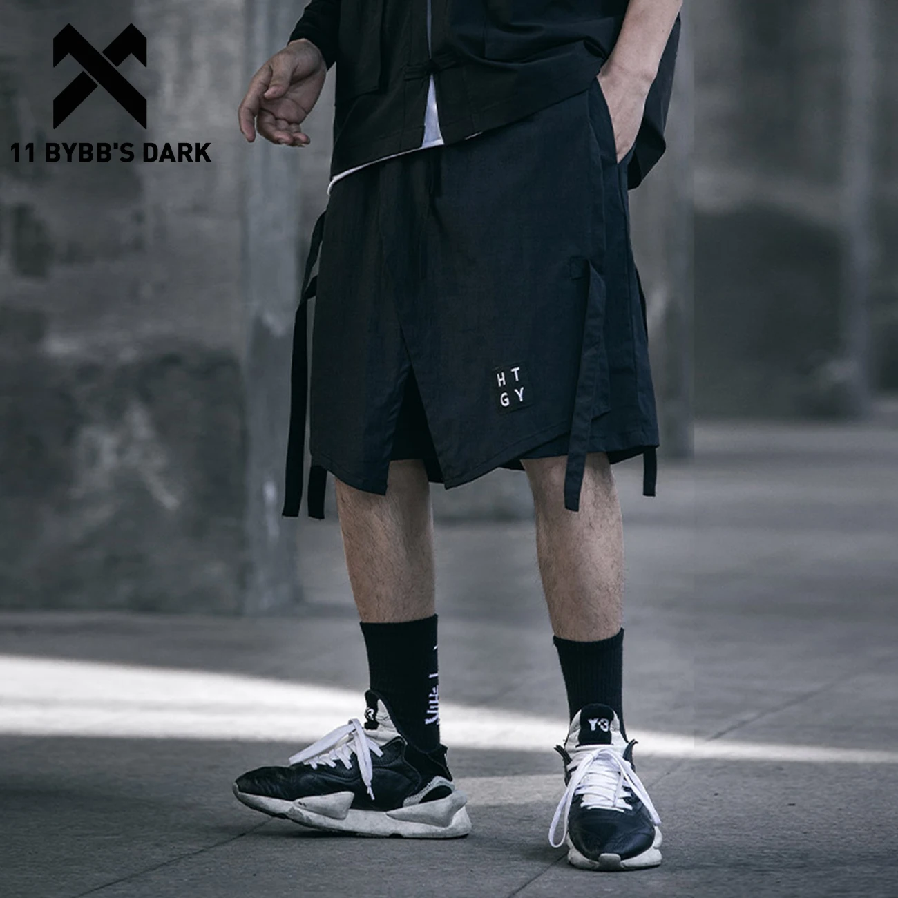 Фото 11 BYBB'S темно в китайском стиле с вышивкой панк хип-хоп и шорты Для мужчин Уличная