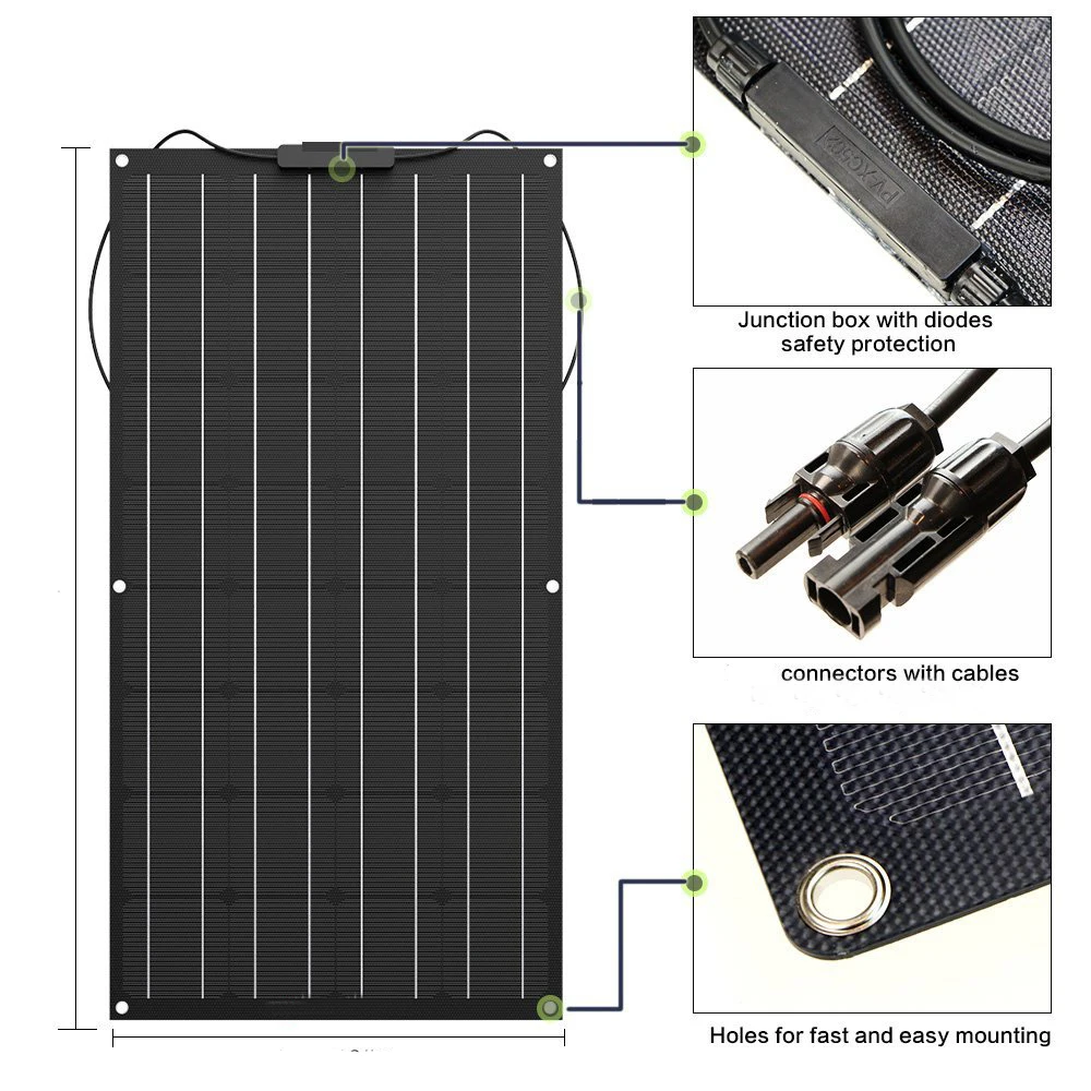 Фото Лидер продаж Гибкая солнечная панель etfe 100 Вт батарея 12 В солнечное зарядное
