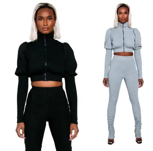 Autumn Winter Knitted Women's Zippper Crop Top Stacked Pants Suits Tracksuit Matching Two Piece Sets Fitness Outfit
Autumn Winter Knitted Women's Zippper Crop Top Stacked Pants Suits Tracksuit Matching Two Piece Sets Fitness Outfit