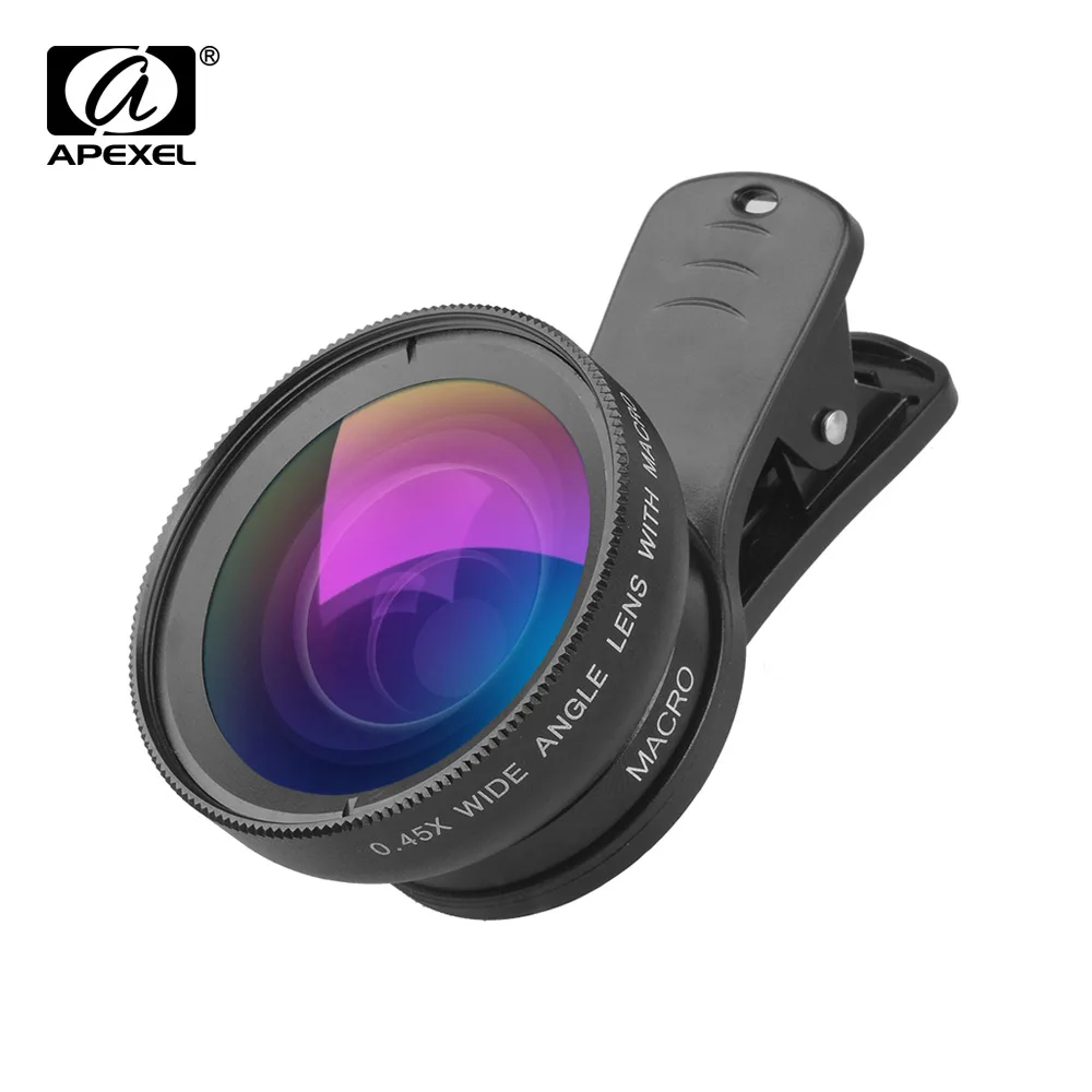 APEXEL APL-0.45WM Phone Lens Kit 0.45X Super Wide Angle & 12.5X Super Macro Lens HD Camera Lenses for iPhone Samsung Huawei
APEXEL APL-0.45WM Phone Lens Kit 0.45X Super Wide Angle & 12.5X Super Macro Lens HD Camera Lenses for iPhone Samsung Huawei