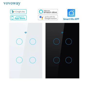Smart WIFI switch home network connection mobile APP remote control support alexa voice control AC110V-240V 4gang light switch
Smart WIFI switch home network connection mobile APP remote control support alexa voice control AC110V-240V 4gang light switch