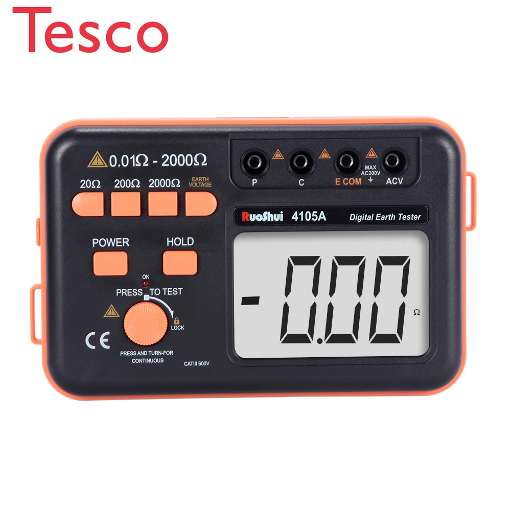 4105A RuoShui 2000ohm 200V Digital Earth Resistance Tester Earth Meter Ground Resistance Meter
4105A RuoShui 2000ohm 200V Digital Earth Resistance Tester Earth Meter Ground Resistance Meter