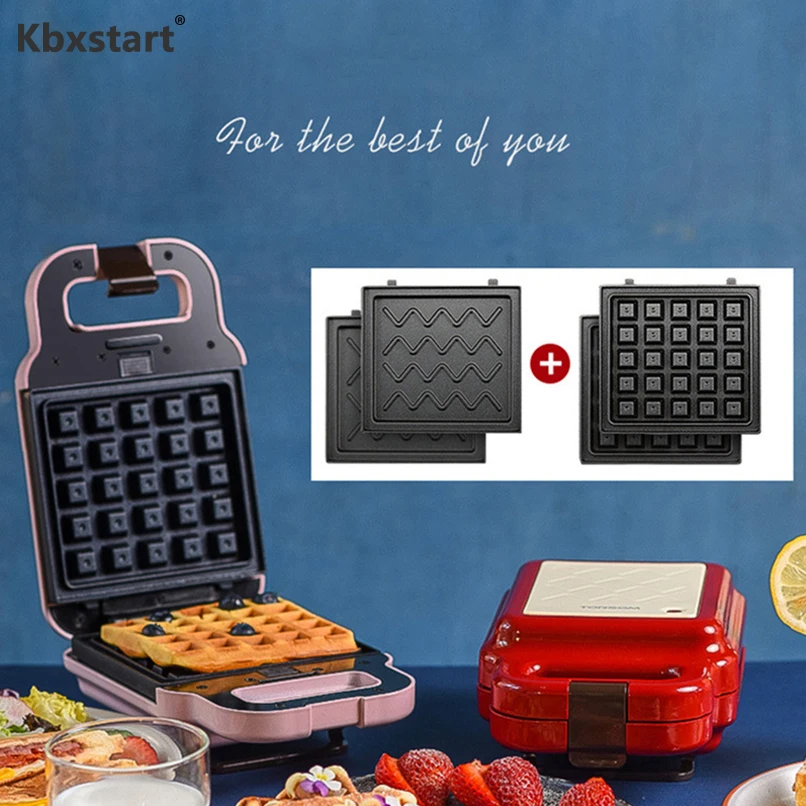 220V Electric Sandwich Maker Can Change Waffle Baking Tray Home Multi-function Non-stick Breakfast Cake Machine | Бытовая техника