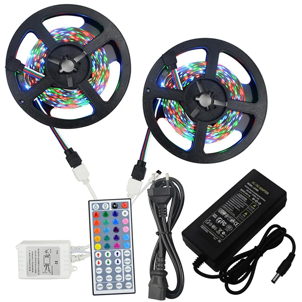 10-Meter Non-Waterproof Flexible Color Changing RGB SMD3528 600 LEDs Strip Light New 44 Key Remote Control 12V+12V Power Supply
10-Meter Non-Waterproof Flexible Color Changing RGB SMD3528 600 LEDs Strip Light New 44 Key Remote Control 12V+12V Power Supply
