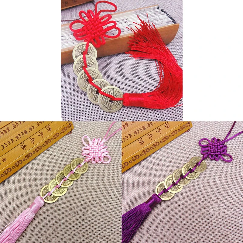 Description Picture 6 of item1PCS Chinese Knots Feng Shui Wealth Success Copper Coins Tassel DIY Curtain Garments Decorative Accessories Craft Lucky Charm