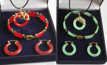 Natural Light Green Red Jade Dragon Pendant Necklace Earrings Bracelet Set
Natural Light Green Red Jade Dragon Pendant Necklace Earrings Bracelet Set