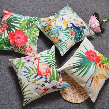 

4Pcs Hawaii Flamingo Decoration Cushion Cover Sofa Tropical Pillowcase Happy Birthday Pillow Case Party Decor 45x45cm