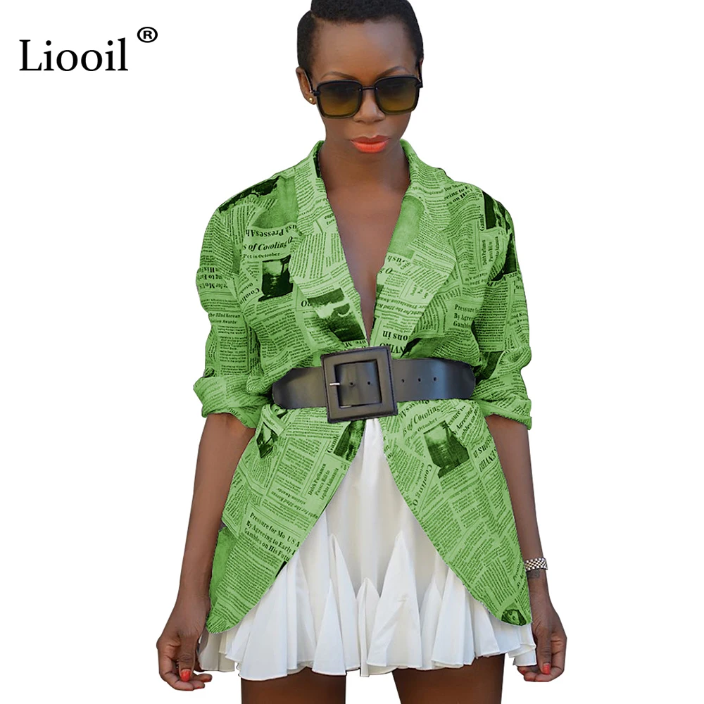 Liooil Newsprint Sexy Blouse Loose Cardigan Newspaper Shirt Top Fall 2019 Long Sleeve V Neck Green Print Womens Tops And Blouses 
Liooil Newsprint Sexy Blouse Loose Cardigan Newspaper Shirt Top Fall 2019 Long Sleeve V Neck Green Print Womens Tops And Blouses