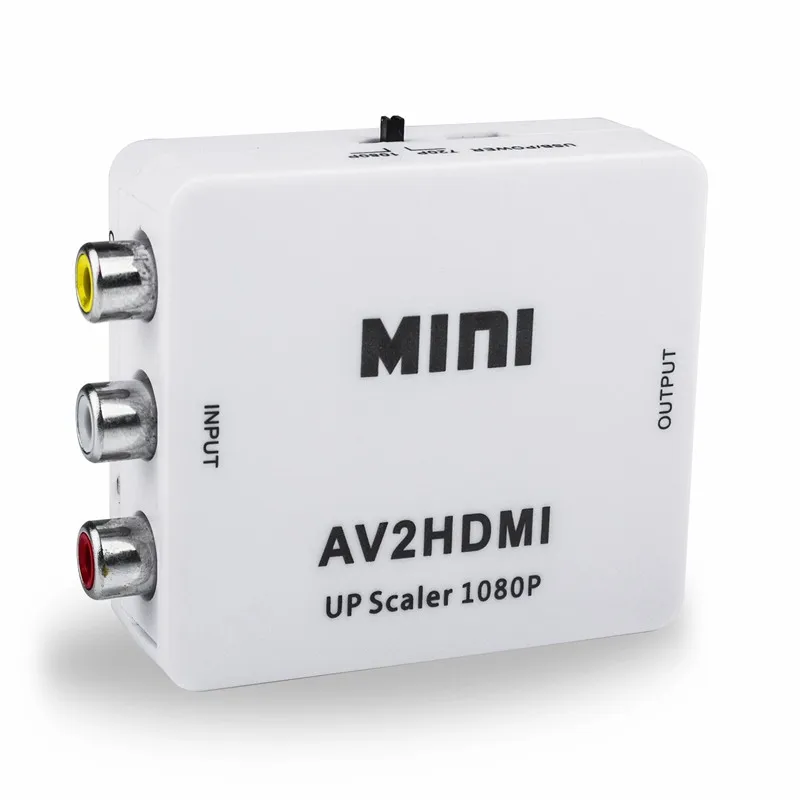 RCA to HDMI Mini 1080P RCA Composite CVBS AV to HDMI Video Audio Converter Adapter Support PAL, NTSC3.58, NTSC4.43, SECAM, PAL/M
RCA to HDMI Mini 1080P RCA Composite CVBS AV to HDMI Video Audio Converter Adapter Support PAL, NTSC3.58, NTSC4.43, SECAM, PAL/M