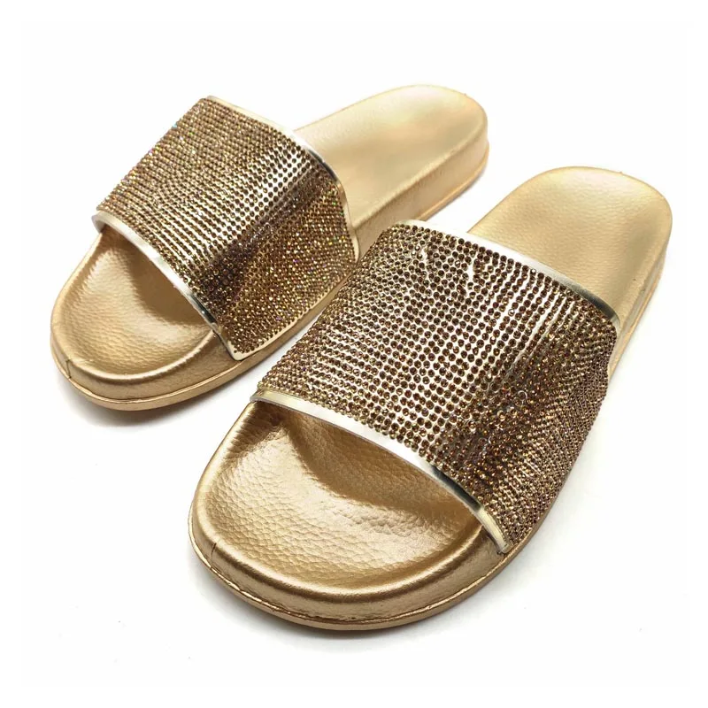 

Summer New Women's Rhinestone Sandals Fashion Shining Diamond Slides Outside Female Casual Flat Flip-Flops Ladies Slippers