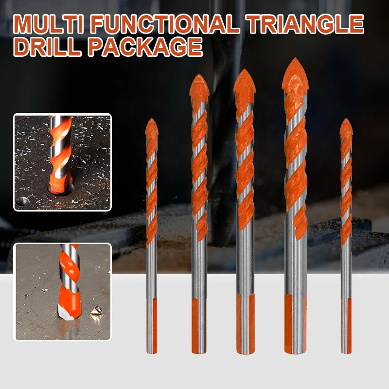 Triangle Drill Bits Set Multifunctional Drill Bits to Tile Concrete Brick Glass Plastic and Wood 4Pcs/Set
Triangle Drill Bits Set Multifunctional Drill Bits to Tile Concrete Brick Glass Plastic and Wood 4Pcs/Set