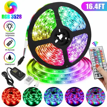5M RGB LED Strip Light 3528 SMD String Tape 5V EU/US Plug Adapter Power 44 Key IR Remote Control TV Desktop PC Screen Backlight
5M RGB LED Strip Light 3528 SMD String Tape 5V EU/US Plug Adapter Power 44 Key IR Remote Control TV Desktop PC Screen Backlight