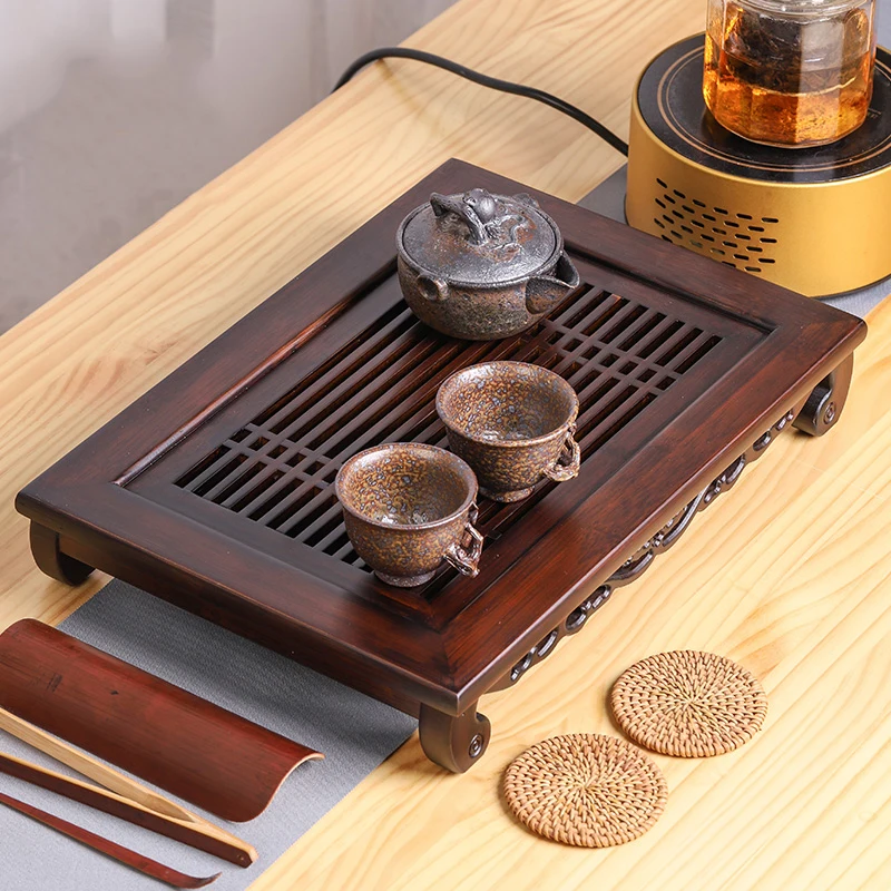 

Bamboo Tea Tray Household Drawer Water Storage Tray Tea Set bamboo Tea Table Small Rectangle Simple Japanese Style