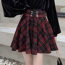 Streetwear Gothic Punk Pleated Plaid Skirt Egirl Harajuku Wild Lace Up High Waist A Line Puffy Mini Skirt Autumn Winter Clothes 
Streetwear Gothic Punk Pleated Plaid Skirt Egirl Harajuku Wild Lace Up High Waist A Line Puffy Mini Skirt Autumn Winter Clothes