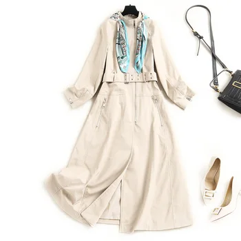 Women's Clothing 2020 Windbreaker Scarf Long-Sleeved Coat Zipper Adjustable Waist Mandarin Collar Long Office Lady trench
Women's Clothing 2020 Windbreaker Scarf Long-Sleeved Coat Zipper Adjustable Waist Mandarin Collar Long Office Lady trench