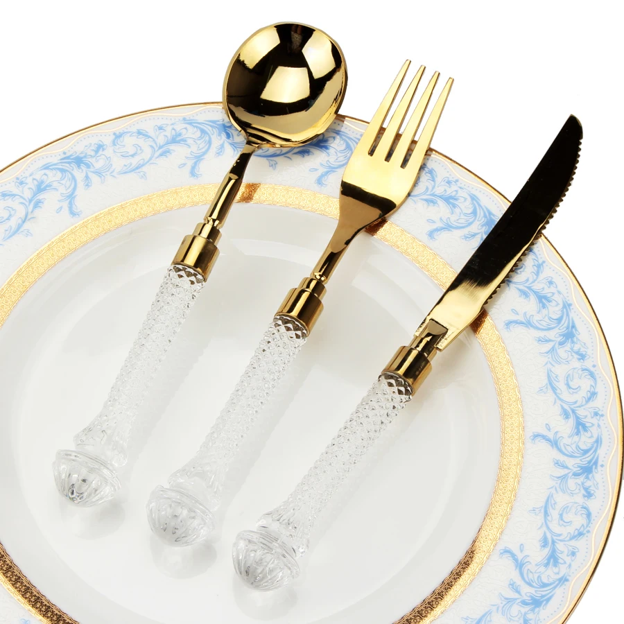 High-grade Gold Cutlery Set Tableware Knife Fork and Spoon Set Stainless Steel Gold Cutlery Set Tool Eco Friendly Products Gift
High-grade Gold Cutlery Set Tableware Knife Fork and Spoon Set Stainless Steel Gold Cutlery Set Tool Eco Friendly Products Gift