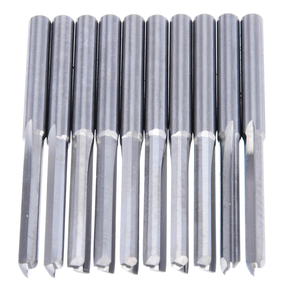 10Pcs 3.175mm Shank 2 Flutes Tungsten Carbide Milling Cutters 22mm End Mill CNC Router Bits For Wood Cutting End Mills