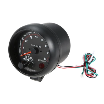 

Hot 3.75" Car Universal Black Tachometer Gauge White Inter Shift light 0-8000 RPM Tachometer Car Accessories