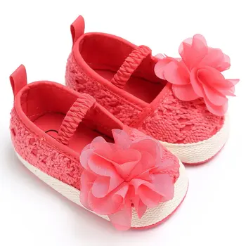 

OUTAD Newborn Baby Shoes Boys Girls Moccasins Shoes First Walkers Lace Flower Soft Soled Non-slip Footwear Crib Shoes for 0-18M