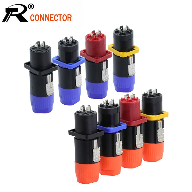 50Sets/100pcs 4 Pin NL4FC Speaker Power Amplifier Male Plug+Female Panel Mount Professional AC Plug Jack Socket Connector | Обустройство