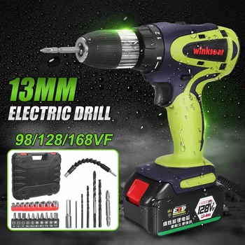28V 13mm Screwdriver Cordless Electric Drill Mini Wireless Power Drill Lithium-Ion Battery Screwdriver Power Tools 98/128/168VF
28V 13mm Screwdriver Cordless Electric Drill Mini Wireless Power Drill Lithium-Ion Battery Screwdriver Power Tools 98/128/168VF