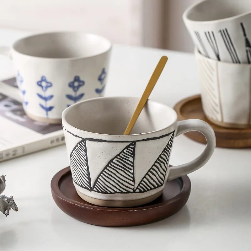 Japanese retro ceramic coffee cup with spoon with tray stoneware handmade Mug cup Desserts creative simple water cup teacup home
Japanese retro ceramic coffee cup with spoon with tray stoneware handmade Mug cup Desserts creative simple water cup teacup home