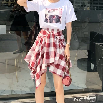 College Skirts For Women Students Skirt Plaid Printed Elastic Waist Irregular Skirts Female Casual Summer Skirt Fashion Bottoms 
College Skirts For Women Students Skirt Plaid Printed Elastic Waist Irregular Skirts Female Casual Summer Skirt Fashion Bottoms
