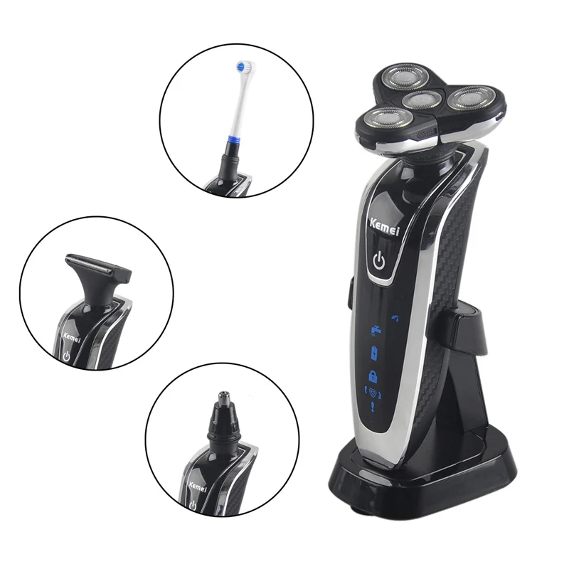 Kemei 4 In 1 Shaving Machine Nose Trimmer Toothbrush for Men Men's Electric Shaver Set Hair Face Care Tools KM-5181 Rechargeable
Kemei 4 In 1 Shaving Machine Nose Trimmer Toothbrush for Men Men's Electric Shaver Set Hair Face Care Tools KM-5181 Rechargeable