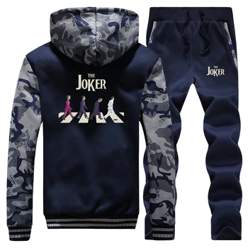 Men Winter joker print Streetwear Tracksuit jackets+pants set man Fashion Thick Fleece Sports Suit Outerwear + Sweatpants Sets 
Men Winter joker print Streetwear Tracksuit jackets+pants set man Fashion Thick Fleece Sports Suit Outerwear + Sweatpants Sets