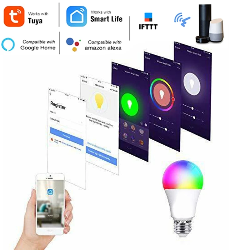 3Pcs Smart WiFi Light Bulb E27 7W RGBCW Cool Light Warm Lights Tuya/Smart Life APP Remote ControWork with Alexa Google Home
3Pcs Smart WiFi Light Bulb E27 7W RGBCW Cool Light Warm Lights Tuya/Smart Life APP Remote ControWork with Alexa Google Home
