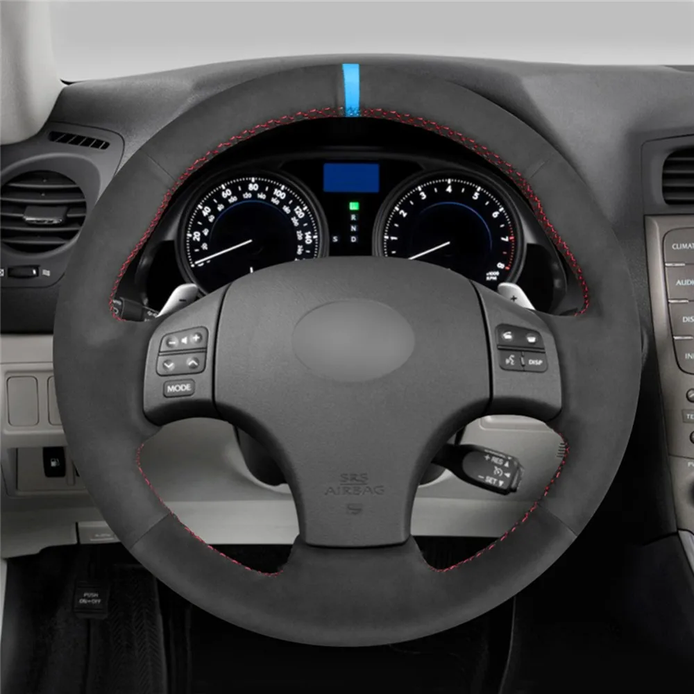 MEWANT-Black-Suede-Hand-Sew-Car-Steering-Wheel-Cover-for-Lexus-IS-IS250-IS250C-IS300-IS300C