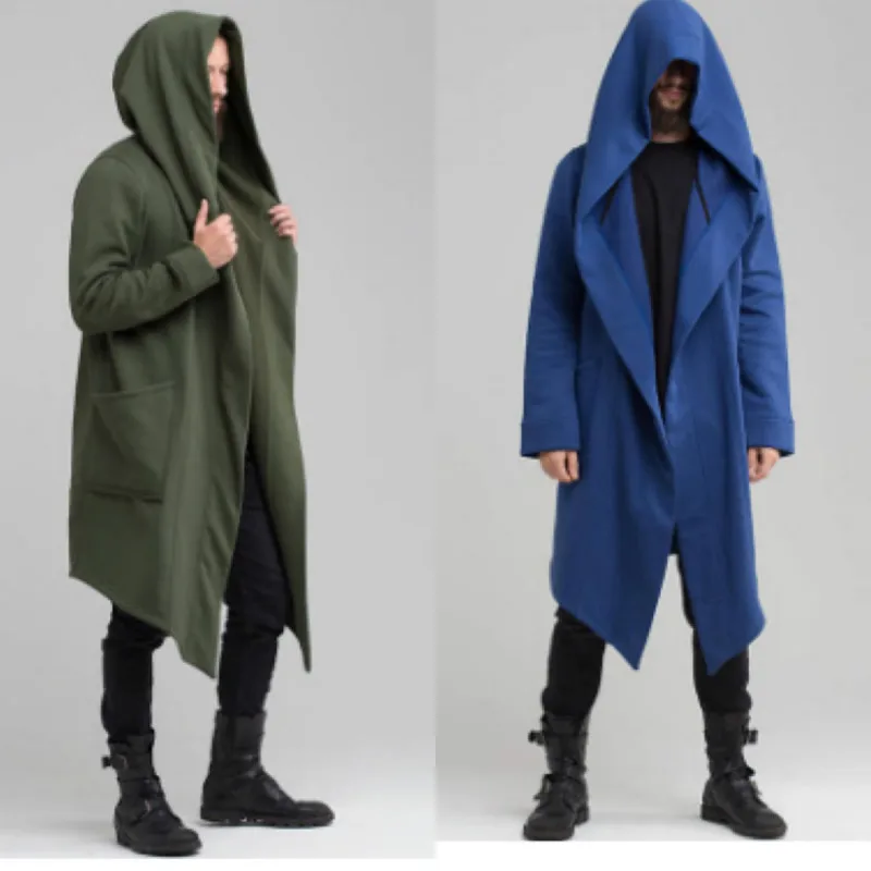 New Style Mens Cloak Trench Coat Hooded Hip-hop Cardigan Overcoat Loose Male Windbreaker Coats M-3XL Black Army Green Blue D79
New Style Mens Cloak Trench Coat Hooded Hip-hop Cardigan Overcoat Loose Male Windbreaker Coats M-3XL Black Army Green Blue D79