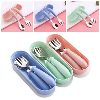 Stainless Steel Children Tableware Candy-colored Fork Spoon Three-piece Portable Baby Feeding Utensils Set 
Stainless Steel Children Tableware Candy-colored Fork Spoon Three-piece Portable Baby Feeding Utensils Set