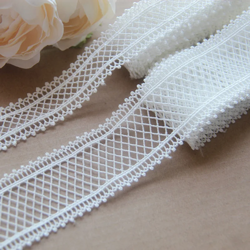 

10Yards White Polyester Water Soluble Lace Trim Home Decoration 2.5cm/4cm Wide Applique Embroidery Ribbon DIY Sewing