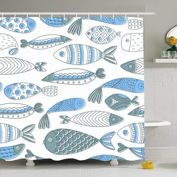 Shower Curtain Set with Hooks 60x72 Pattern Used Repeating Fishes Hand Summertime Drawn Undersea Can Animals Wildlife Decor
Shower Curtain Set with Hooks 60x72 Pattern Used Repeating Fishes Hand Summertime Drawn Undersea Can Animals Wildlife Decor