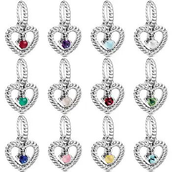 New 925 Sterling Silver Bead Charm Month Signature Birthstone Beaded Heart Pendant Bead Fit Pandora Bracelet Diy Jewelry
New 925 Sterling Silver Bead Charm Month Signature Birthstone Beaded Heart Pendant Bead Fit Pandora Bracelet Diy Jewelry
