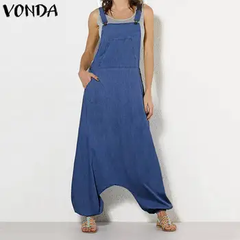 Women Playsuits 2019 VONDA Summer Rompers Womens Jumpsuits Casual Drop Crotch Loose Baggy Romper Plus Size Sleeveless Overalls 
Women Playsuits 2019 VONDA Summer Rompers Womens Jumpsuits Casual Drop Crotch Loose Baggy Romper Plus Size Sleeveless Overalls