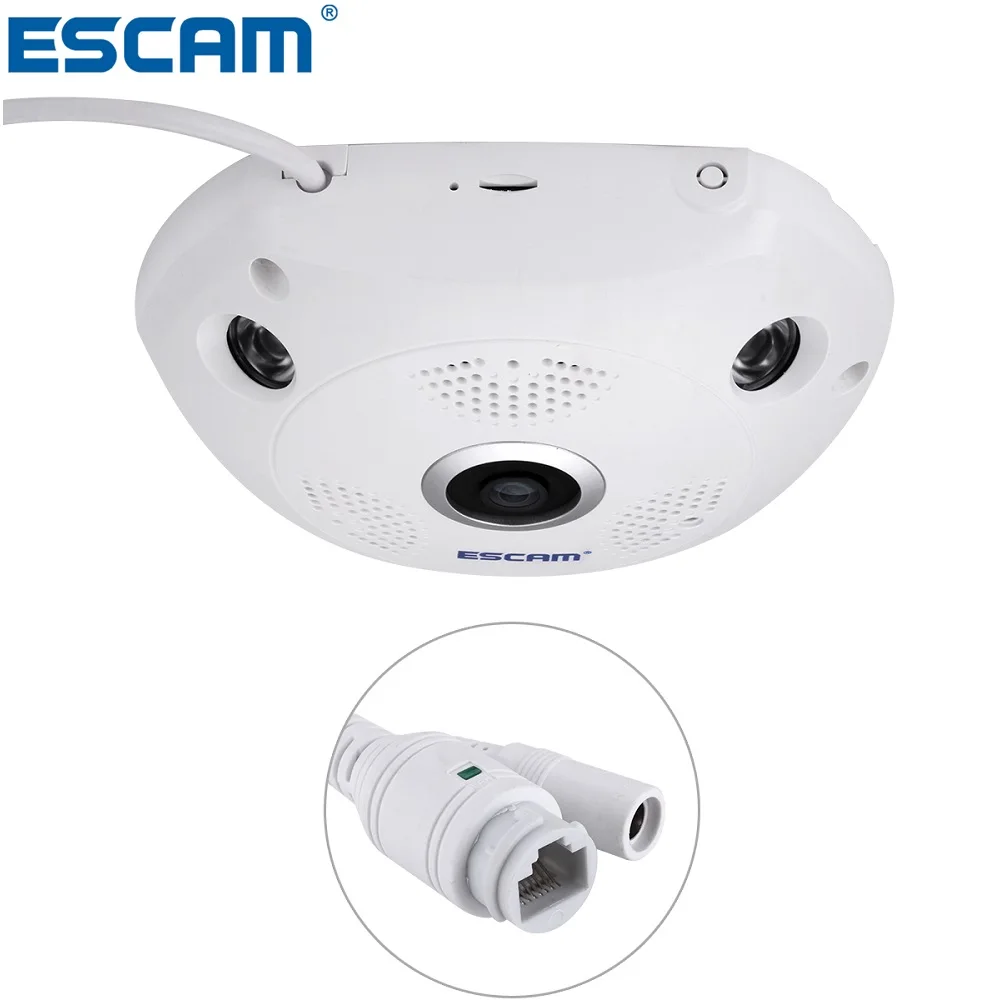 Фото ESCAM камера рыбий глаз с поддержкой VR Box QP180 Shark 960P IP Wi Fi 360 МП - купить