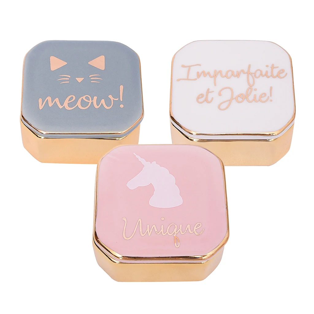 Travel Mini Jewelry Box Cartoon Pattern Ceramics and Stainless Steel Square Storage For Earrings Necklace Display Gift Holder
Travel Mini Jewelry Box Cartoon Pattern Ceramics and Stainless Steel Square Storage For Earrings Necklace Display Gift Holder