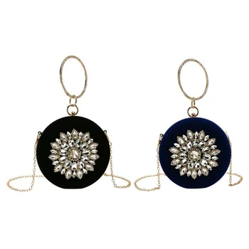 2 Pcs New Women's Bag Elegant Ring Diamond Evening Bag Handbag Chain Single Shoulder Diagonal Package Blue & Black 
2 Pcs New Women's Bag Elegant Ring Diamond Evening Bag Handbag Chain Single Shoulder Diagonal Package Blue & Black