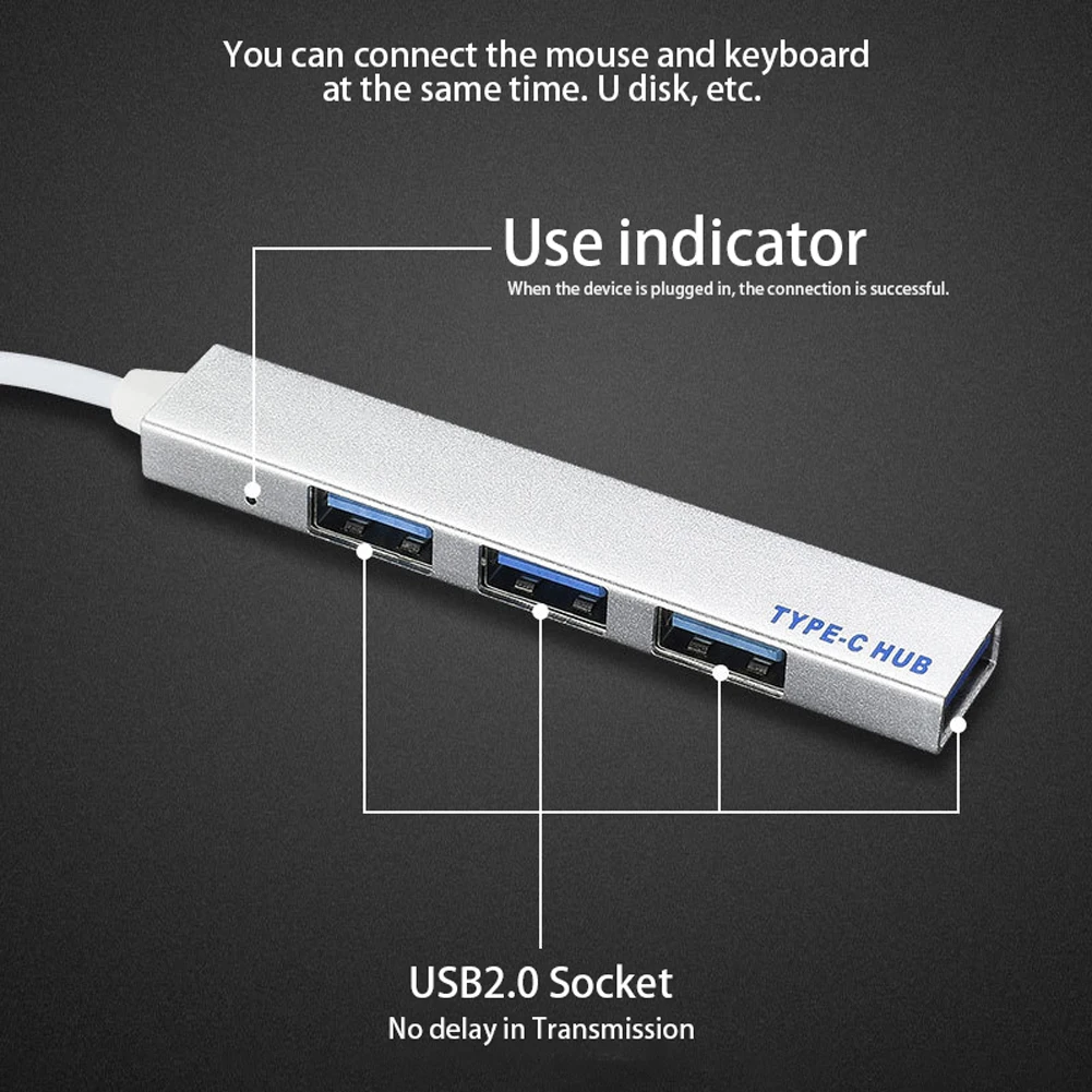 4 Port 480M Splitter USB-C to USB 2.0 Type C HUB Converter OTG Adapter Cable for Macbook Pro iMac PC Laptop Notebook Accessories
4 Port 480M Splitter USB-C to USB 2.0 Type C HUB Converter OTG Adapter Cable for Macbook Pro iMac PC Laptop Notebook Accessories