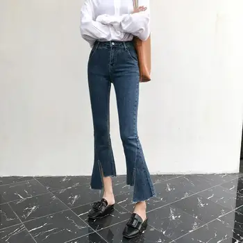 Korean Women Ankle-Length High Waist Denim Pants Button Elegant Blue Pockets Jeans All-Match Leisure Zipper Flare Jeans
Korean Women Ankle-Length High Waist Denim Pants Button Elegant Blue Pockets Jeans All-Match Leisure Zipper Flare Jeans
